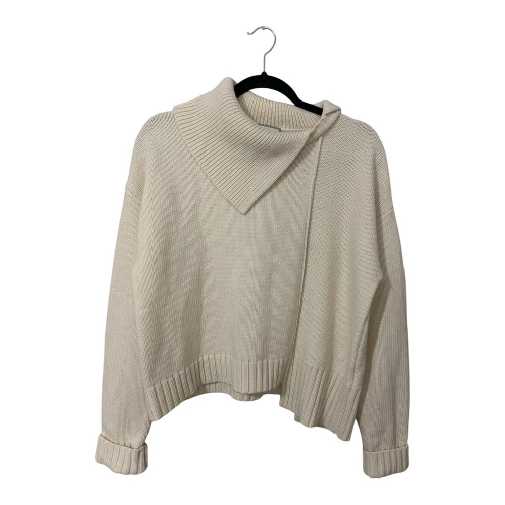 WE-AR4 The Asymmetrical Turtleneck Women’s Medium Beige Wool Sweater